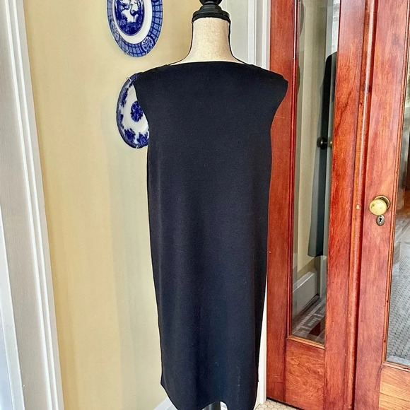 Eileen Fisher | Black Wool Sleeveless Shift Dress - Picture 2 of 8